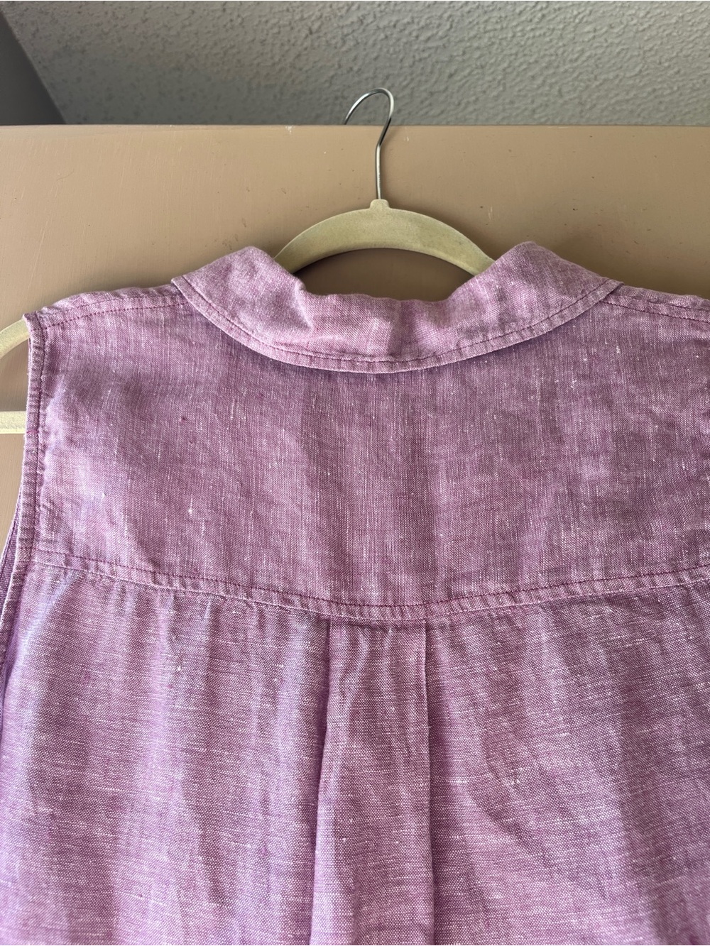 Tahari Sleeveless Linen Shift Dress in Lavender - Picture 4 of 9